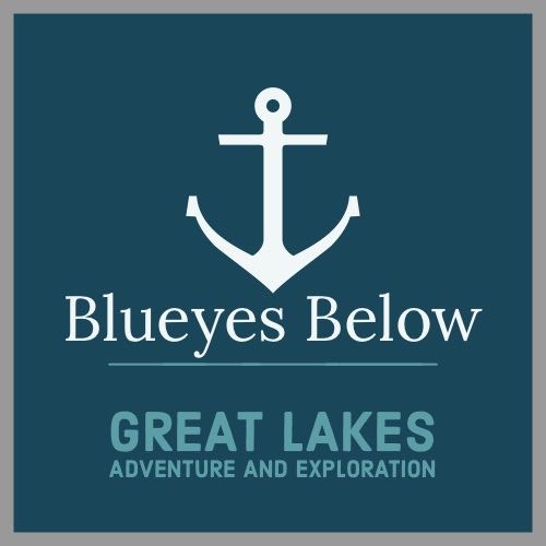 Blueyes Below logo. A white anchor against a dark blue-green background.