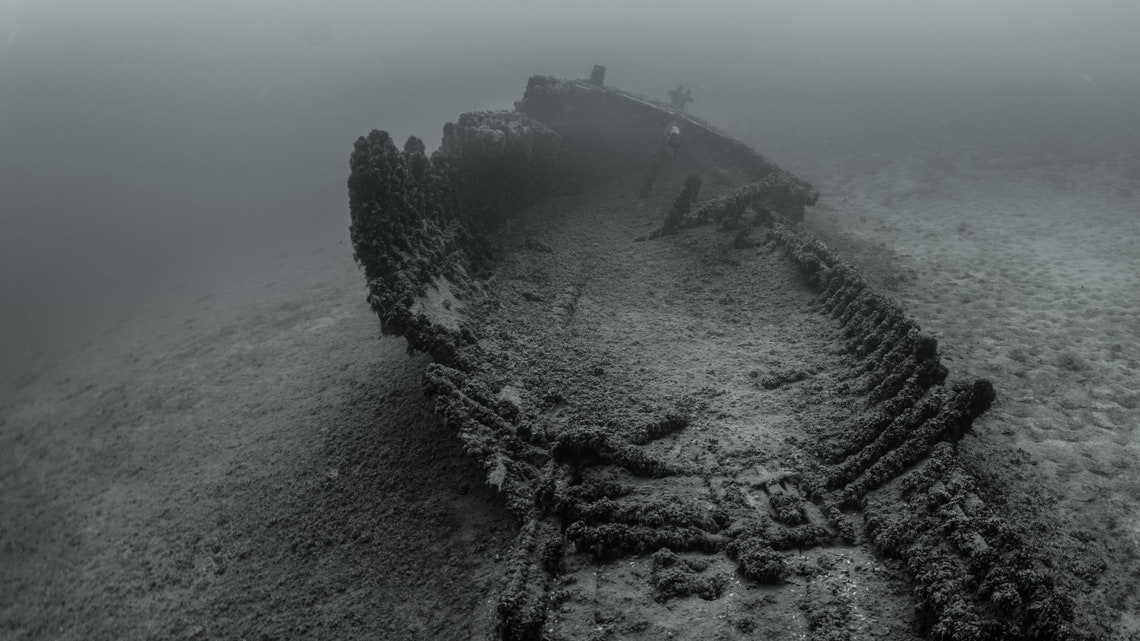 Remains of the hull of the Charles Frank